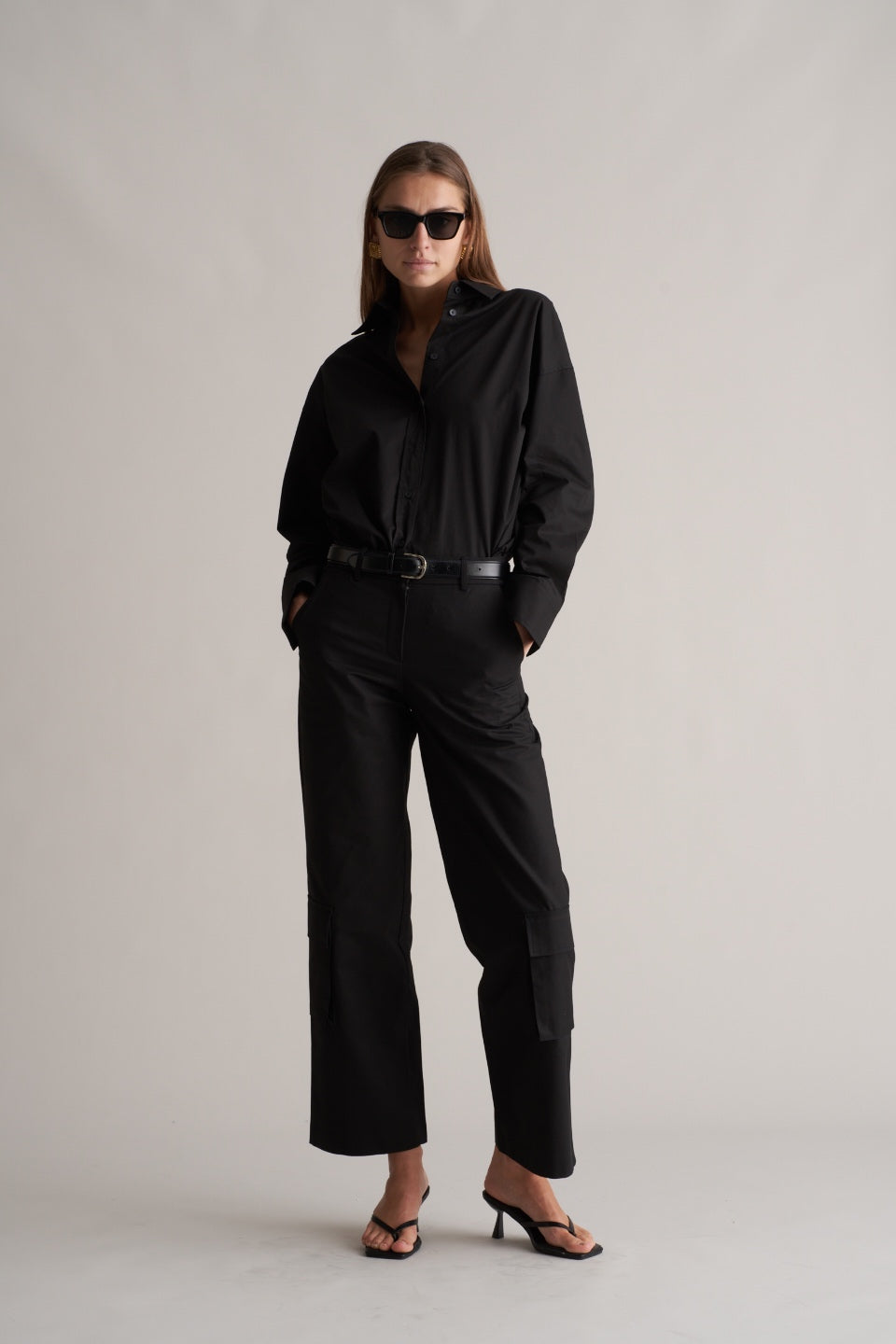 Portia Cotton Cargo Trousers Black