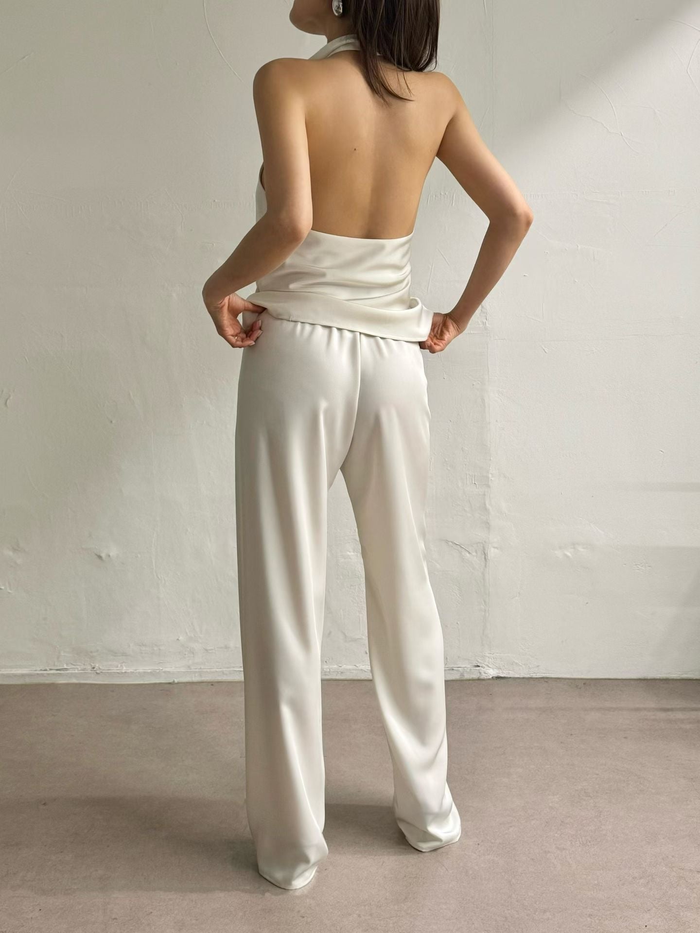 Zax Silky Straight Leg Pants Pearl
