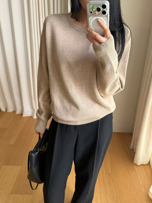 Ken Crew Neck Wool Knit Biscuit