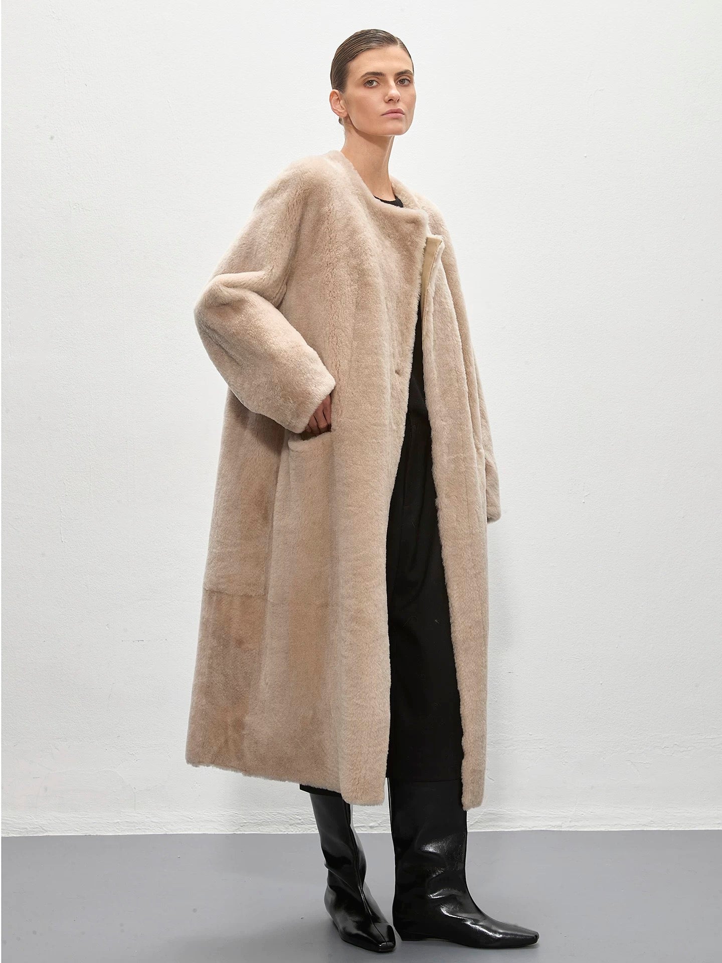 Luna Shearling Jacket Creme