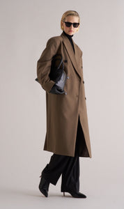 Long Wool Blend Overcoat Brown