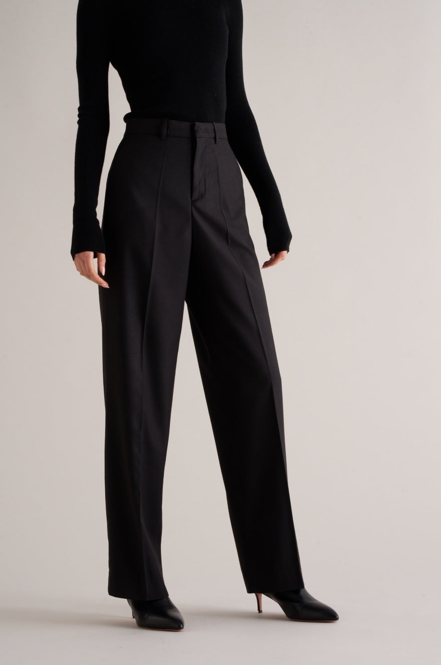Kenza Wool Silk Trousers Black