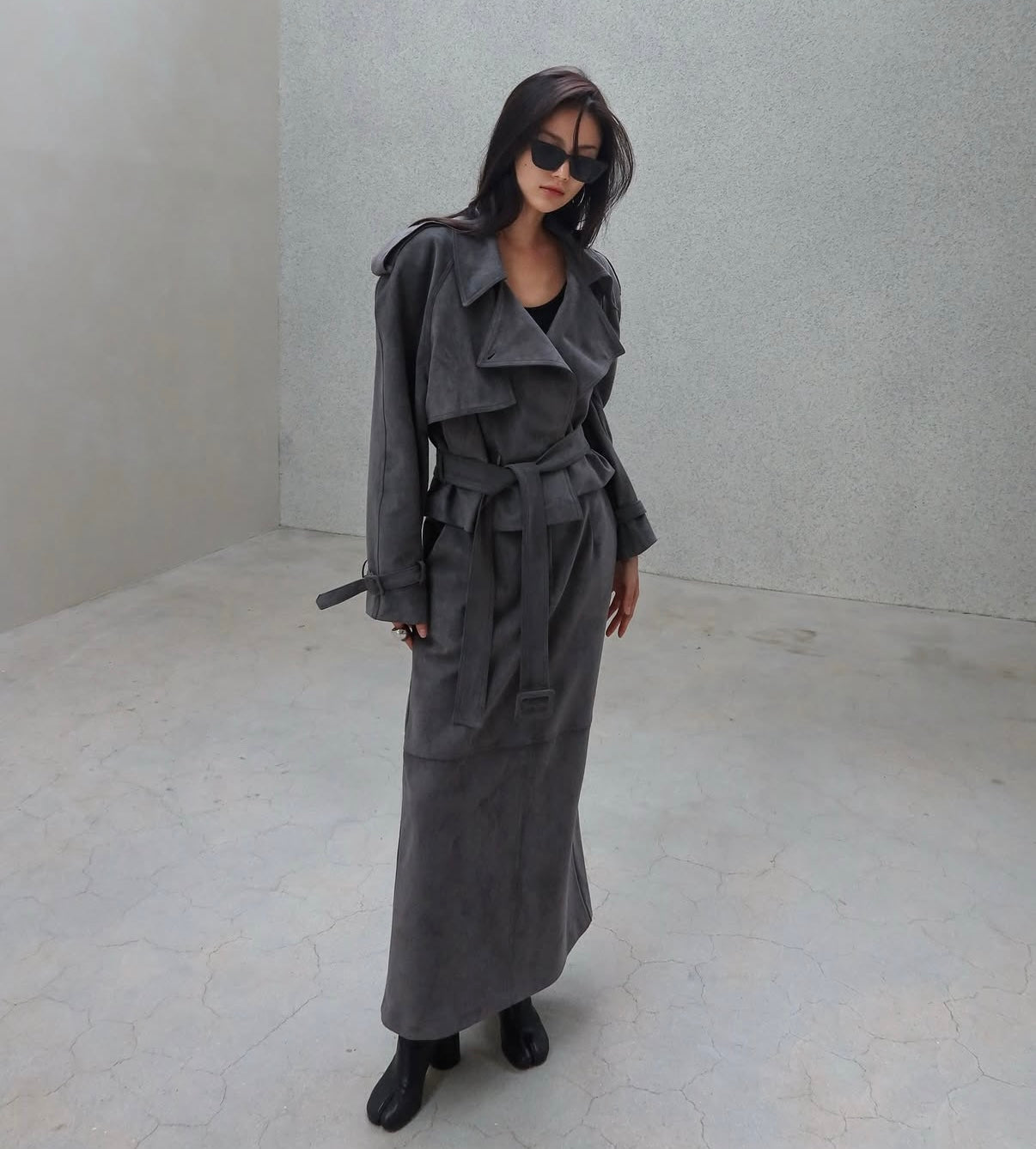 Rhys Faux Suede Pencil Skirt Steel