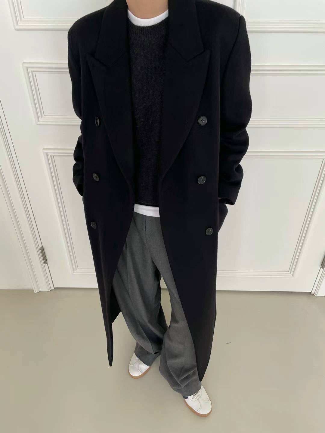 Banie Wool Boyfriend Coat Onyx