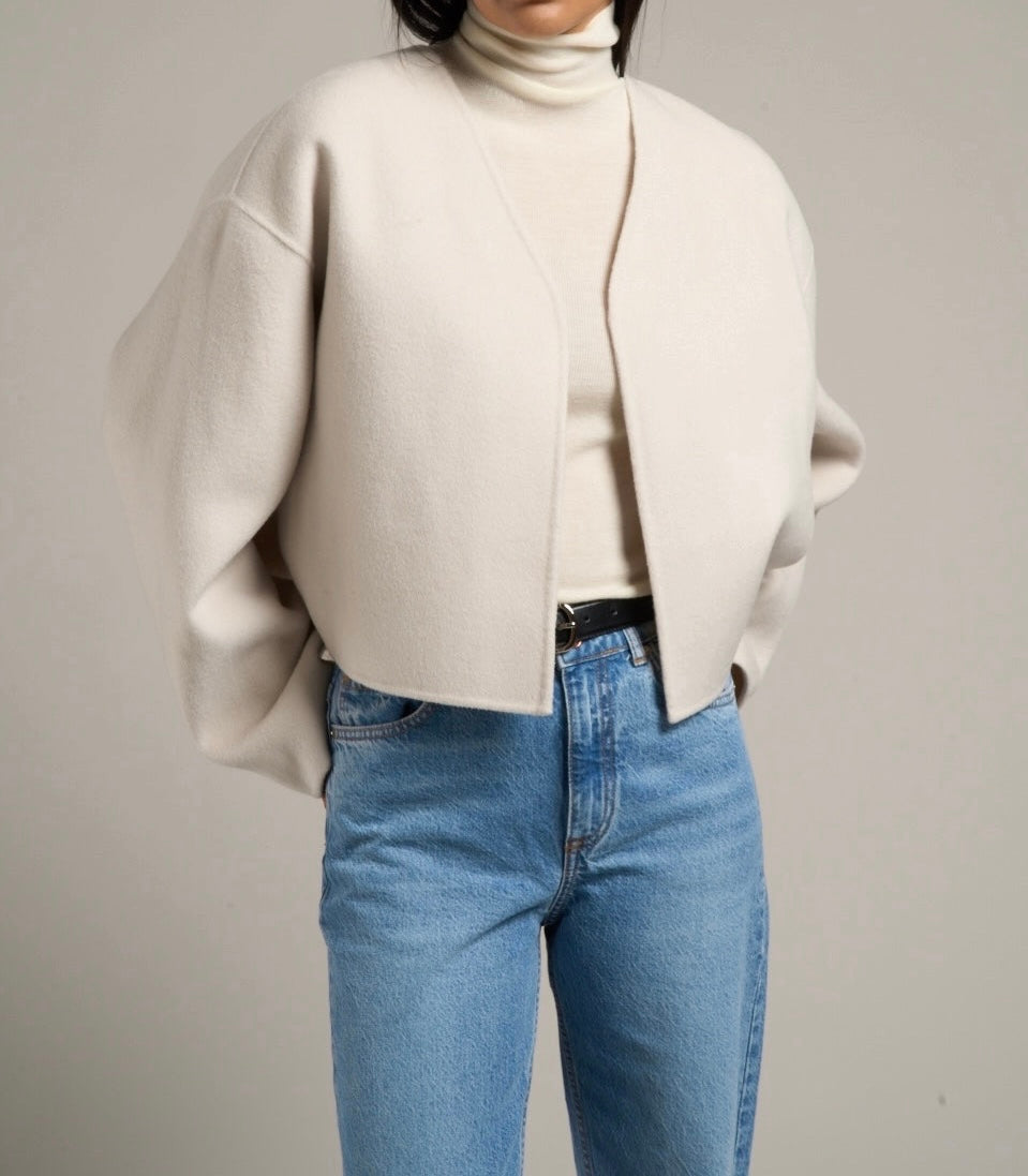 Lana Cropped Wool Jacket Bone