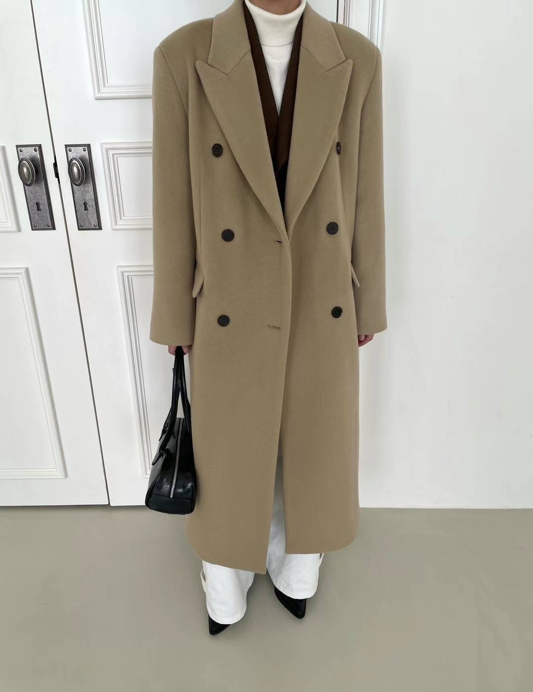 Banie Wool Boyfriend Coat Dune