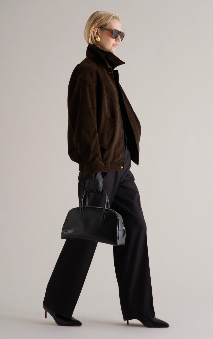 Loye Suede Bomber Jacket Espresso