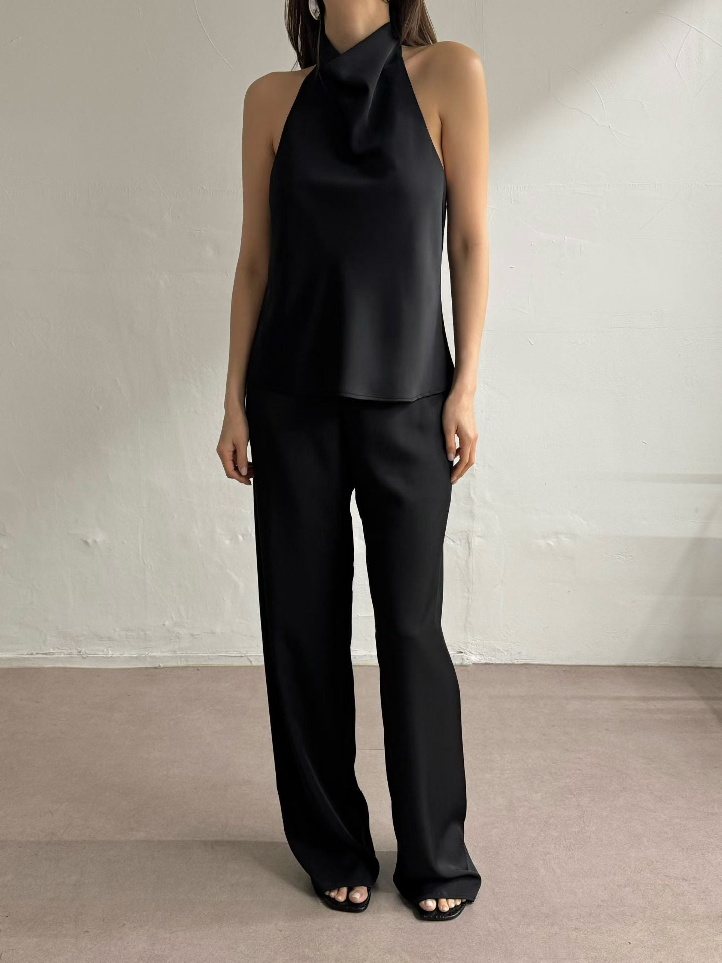 Zax Silky Straight Leg Pants Onyx