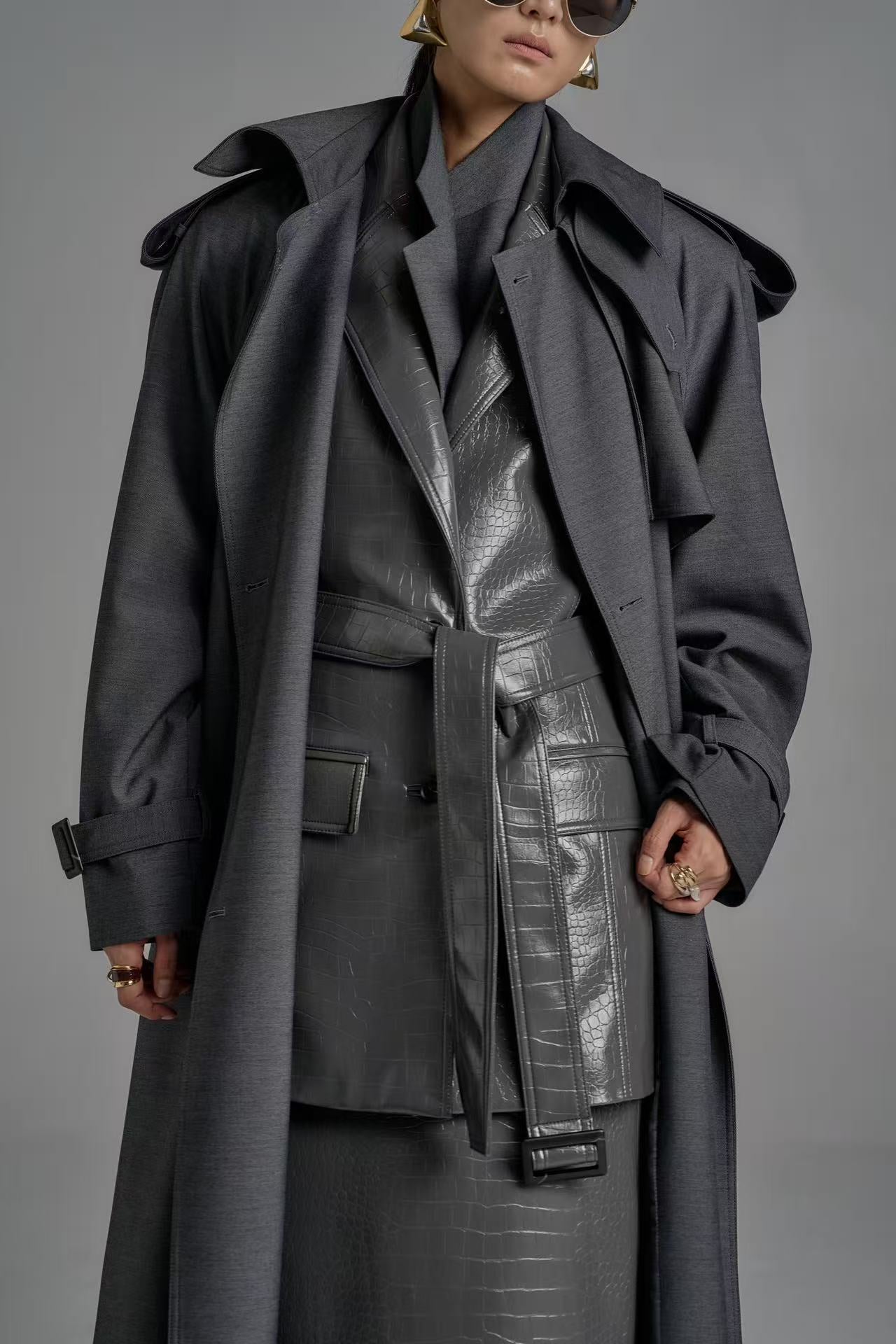 Jose Trench Coat Charcoal