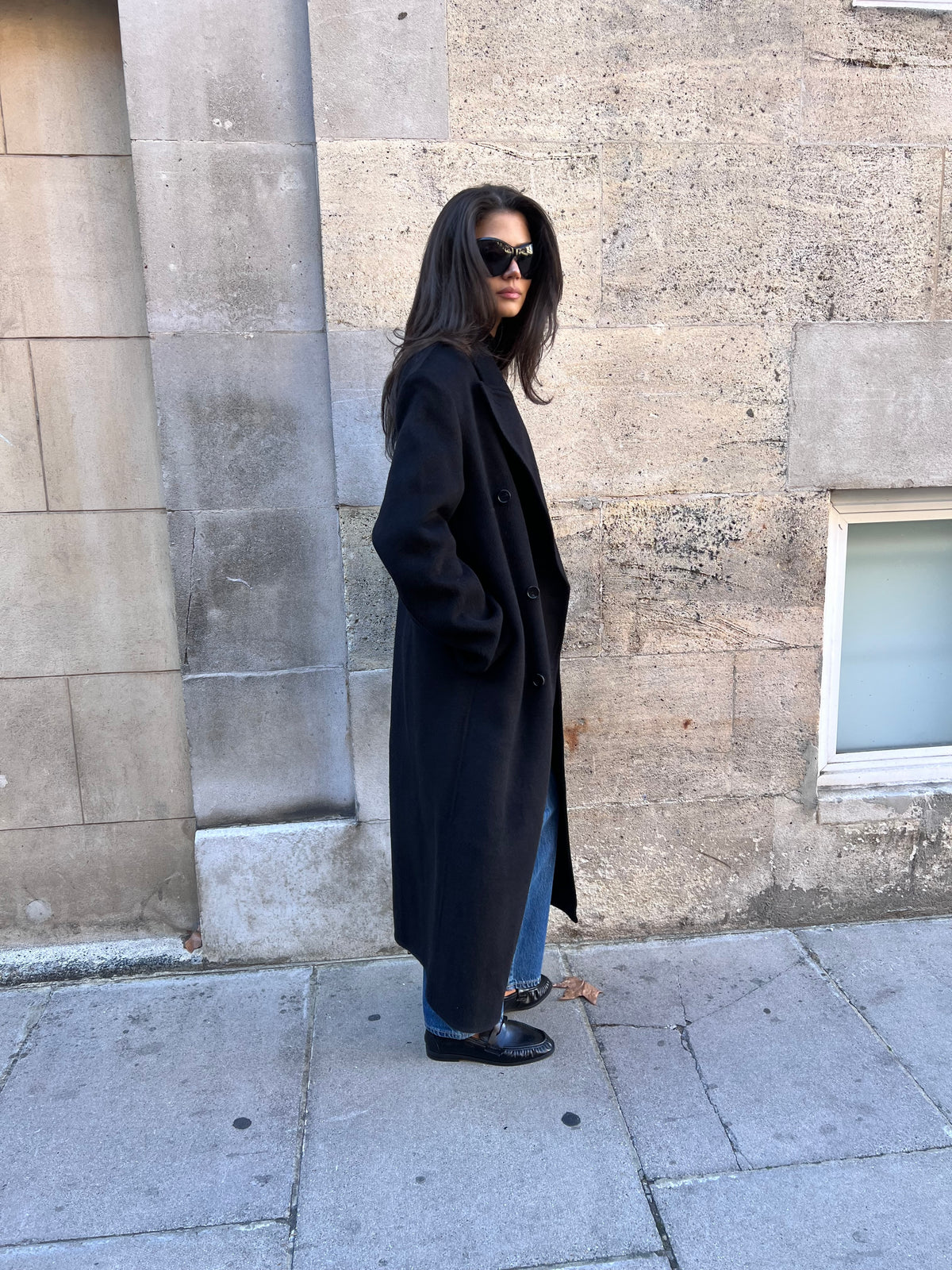 Claye Doublé Boyfriend Coat Onyx