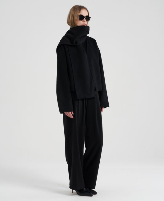 Tol Wool Jacket with Scarf Onyx