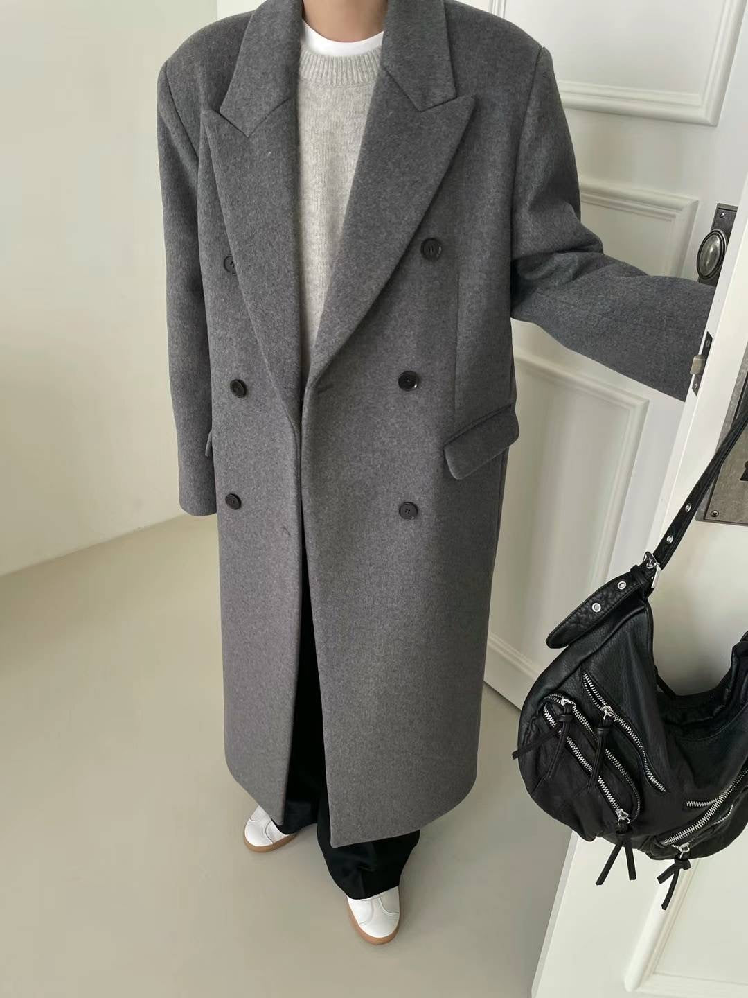 Banie Wool Boyfriend Coat Graphite