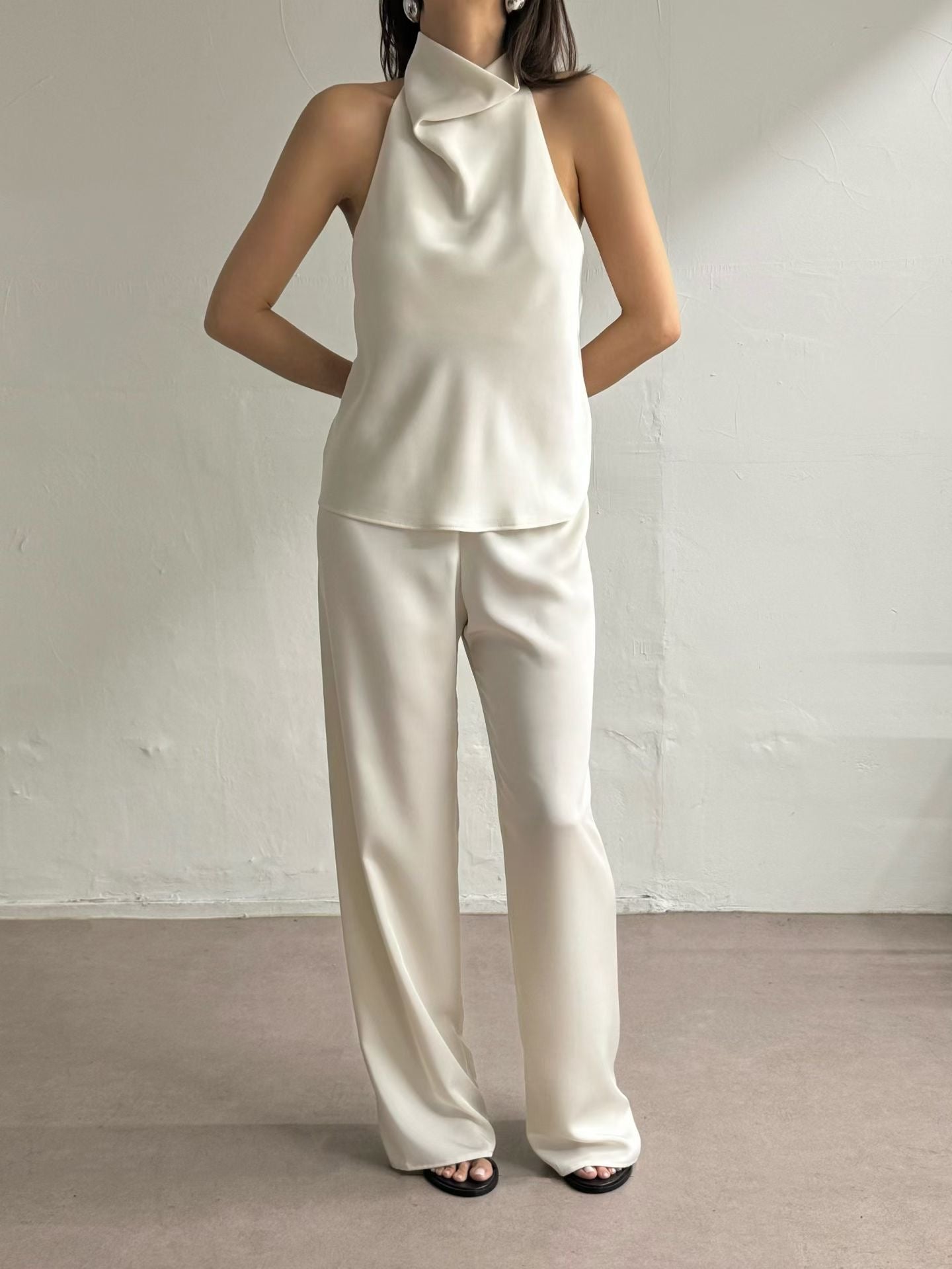 Zax Silky Straight Leg Pants Pearl
