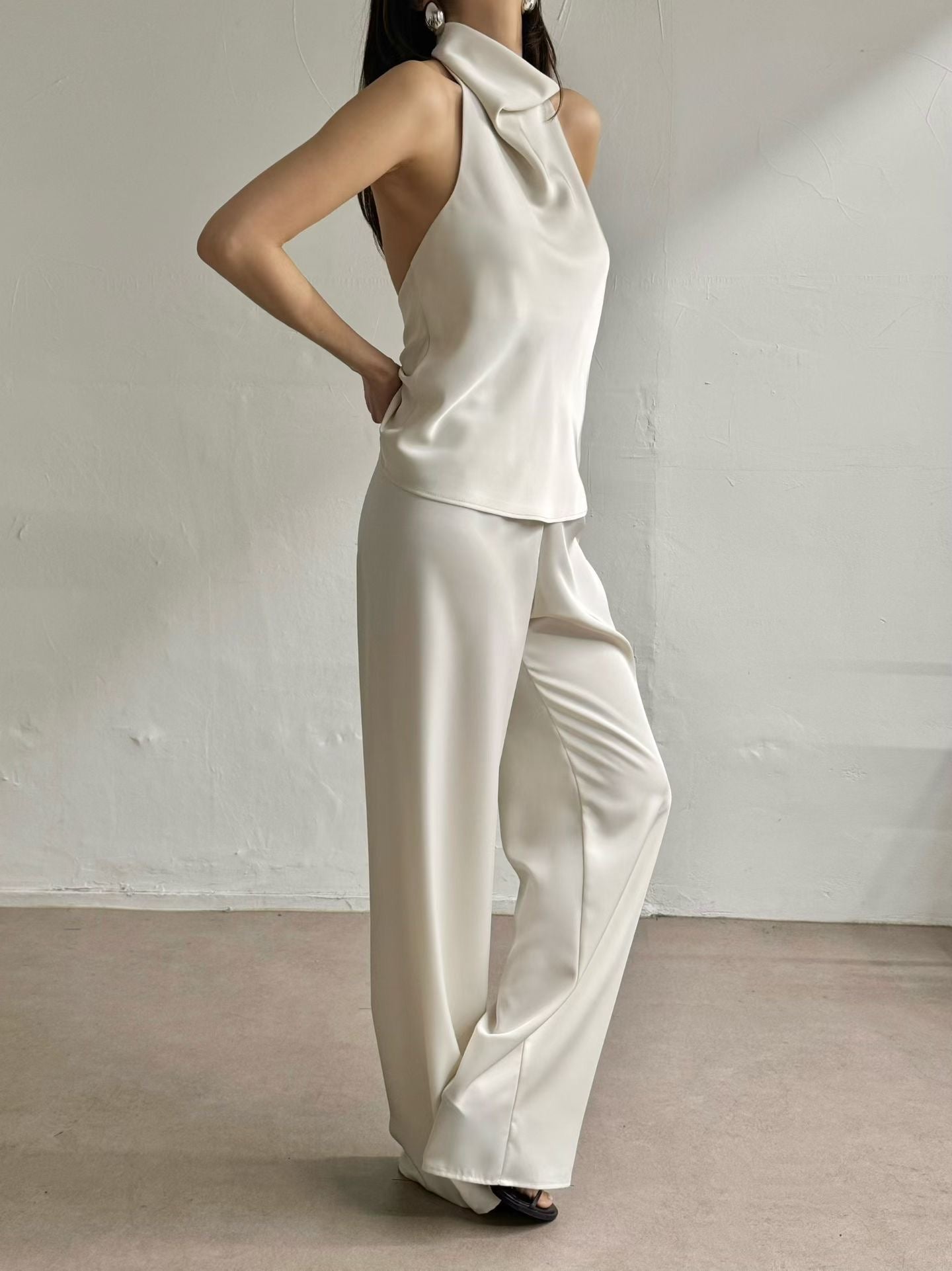 Zax Silky Straight Leg Pants Pearl