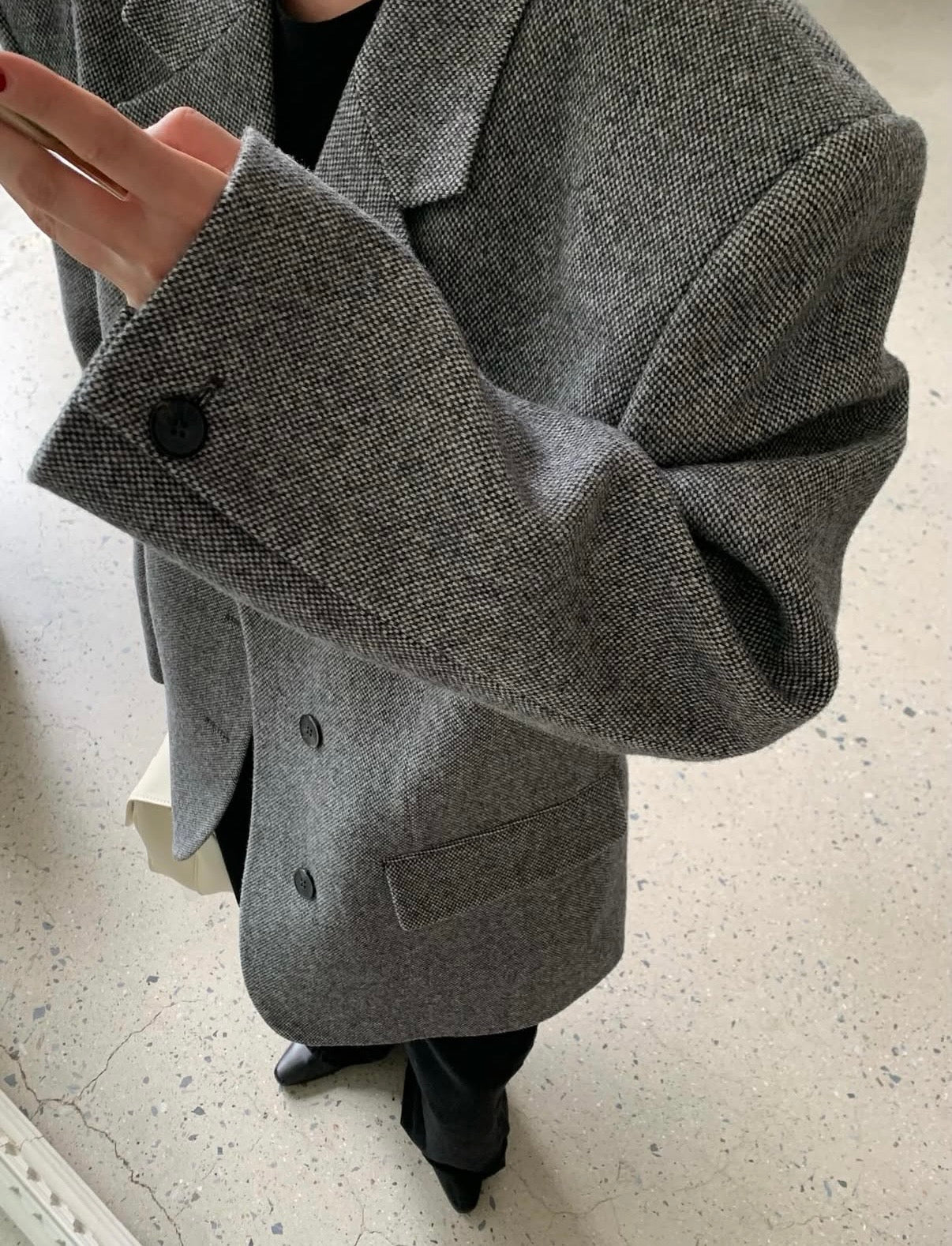 Hilde Wool Tweed Blazer Grey