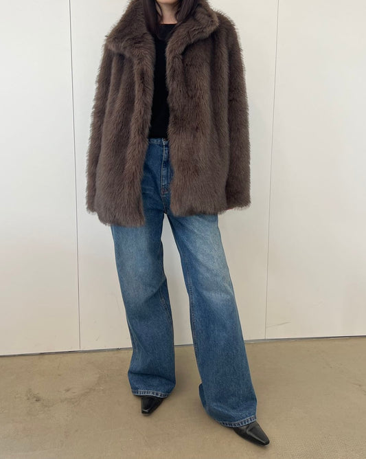 Kera Faux Fur Jacket Chocolate