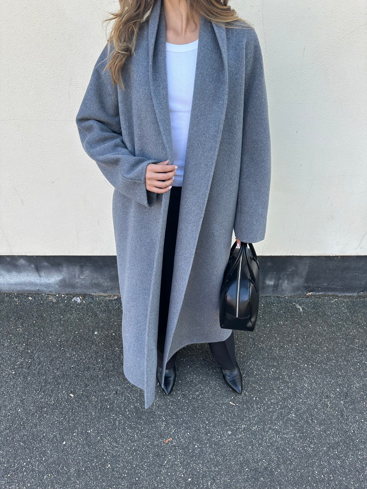 Enza Cashmere Blend Robe Coat Ash