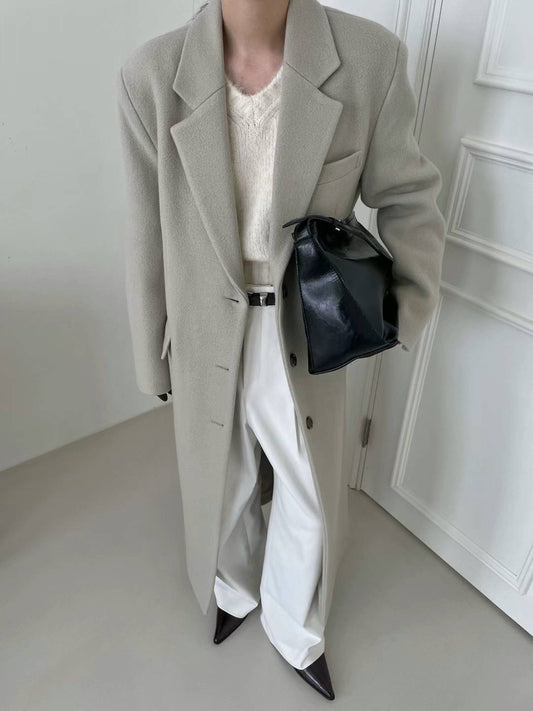 Darin Single Breasted Brushed Wool Coat Mist