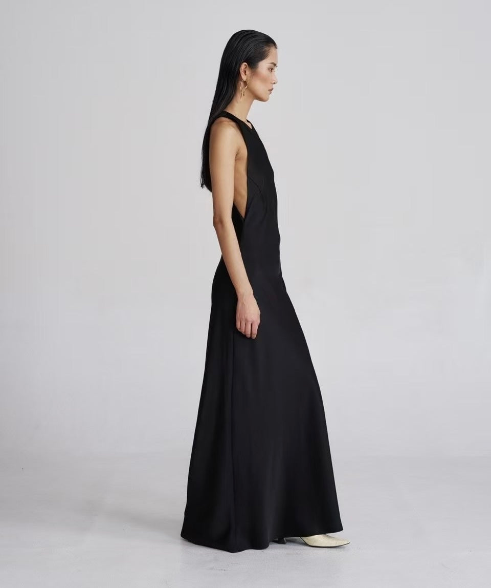 Kao Silky Sleeveless Maxi Dress Onyx