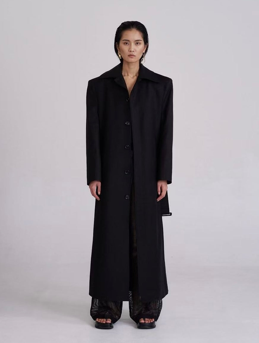 Belsi Single Trench Coat Black