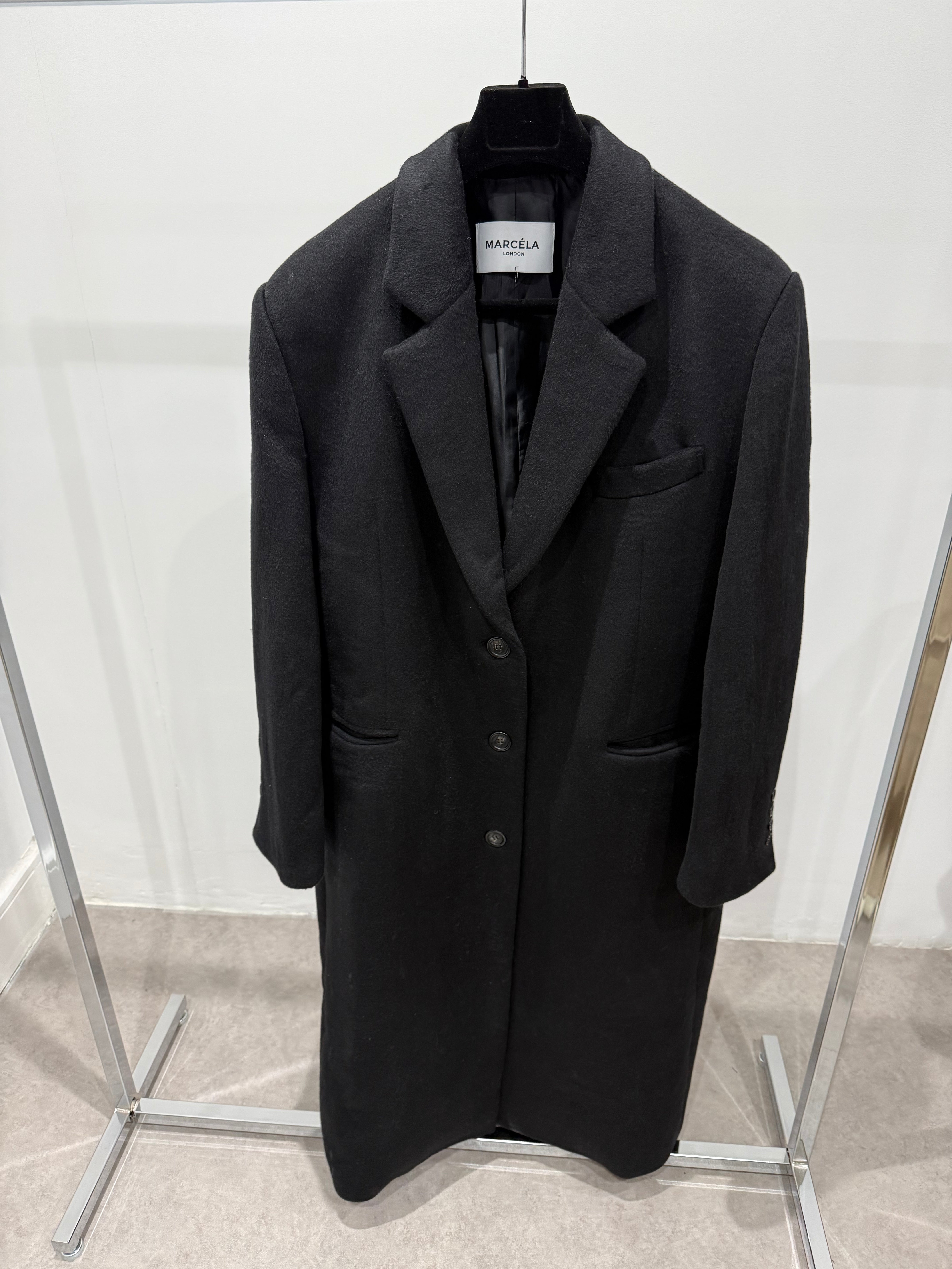 Single Breasted Wool Coat Black