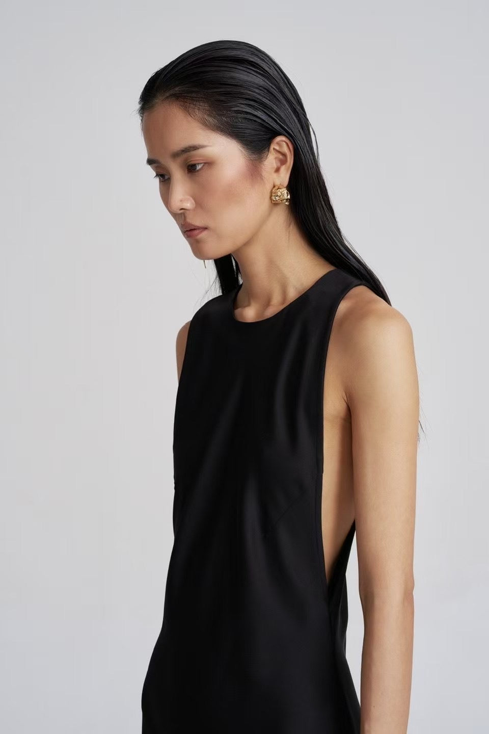 Kao Silky Sleeveless Maxi Dress Onyx