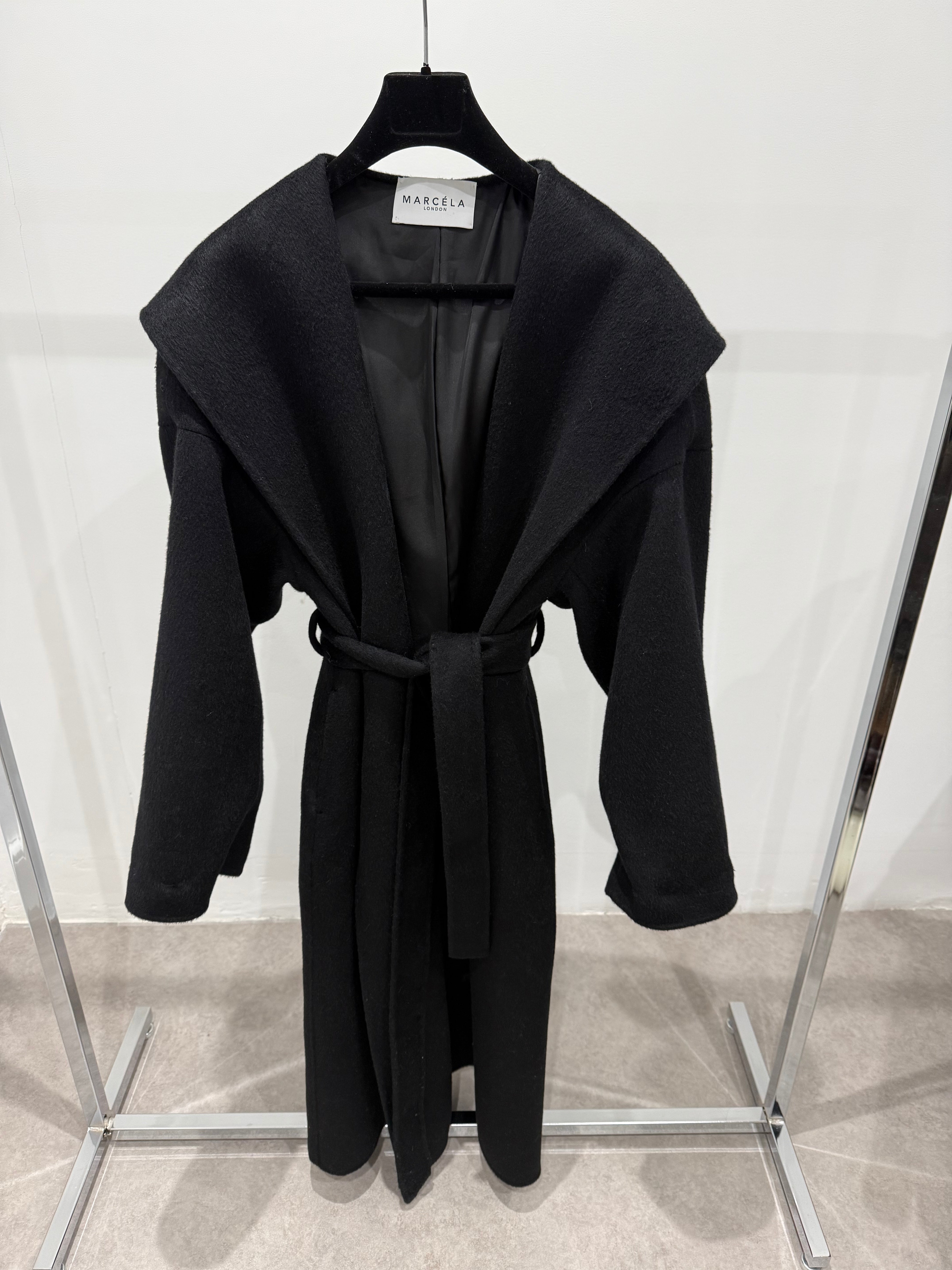 Hooded Wool Coat Black