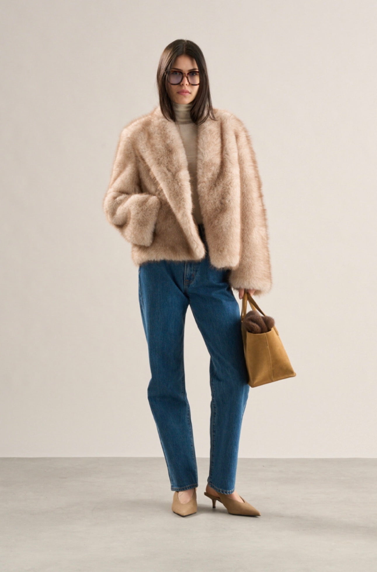 Lana Faux Fur Jacket Crema