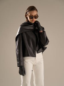 Tol Leather Jacket with Scarf
