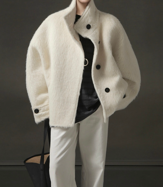 Ava Suri Alpaca Cape Jacket Ivory