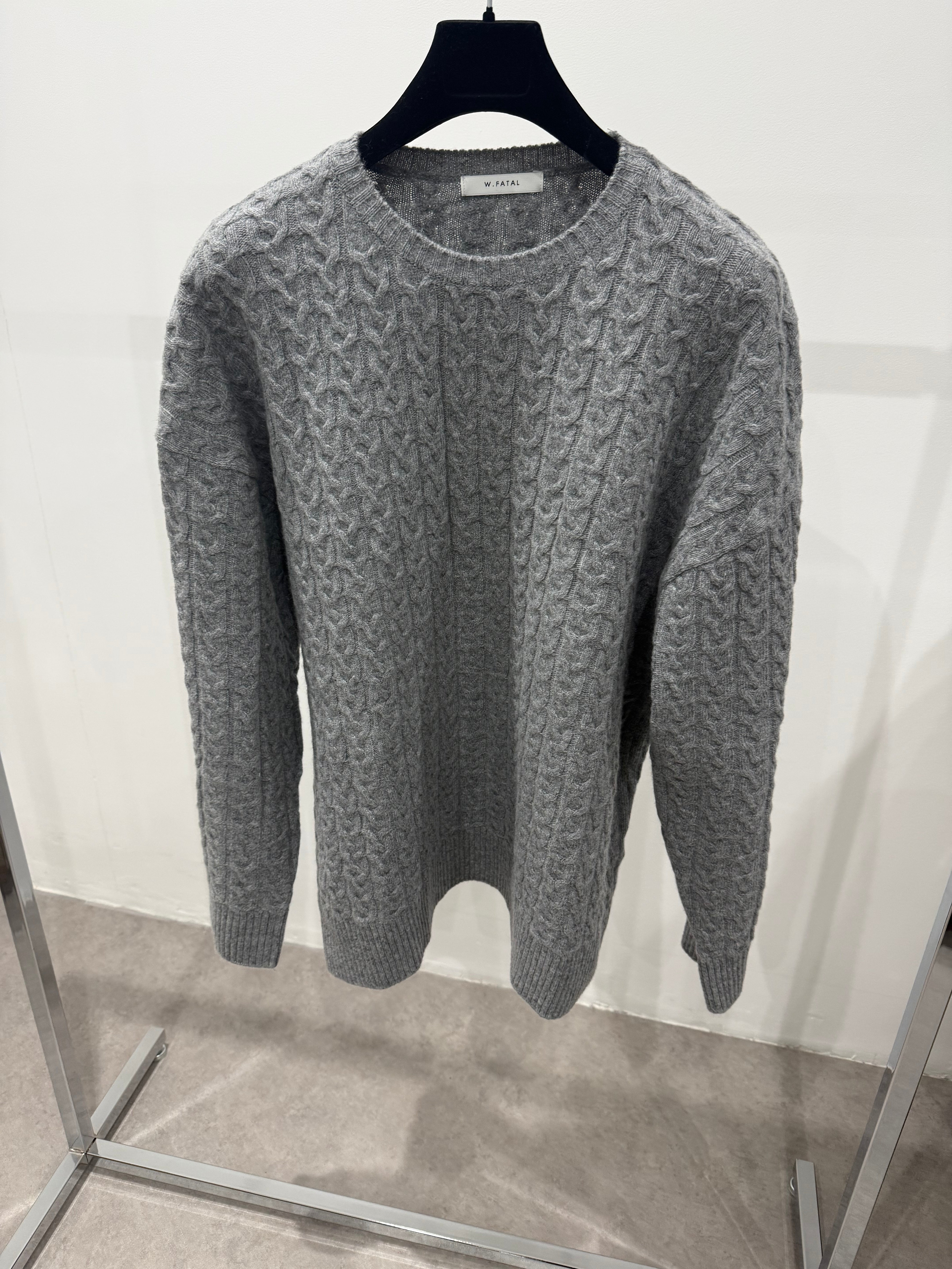 Cable Knit Wool Knit Grey