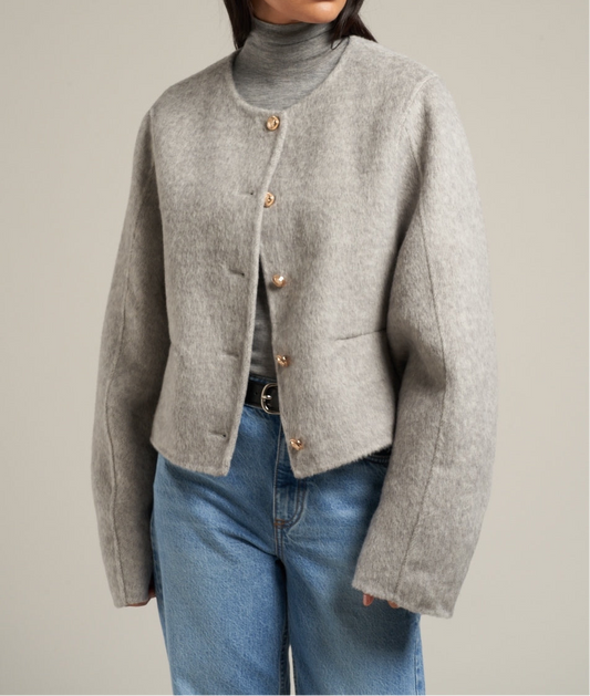 Estra Wool Blouson Jacket Soft Grey Melange