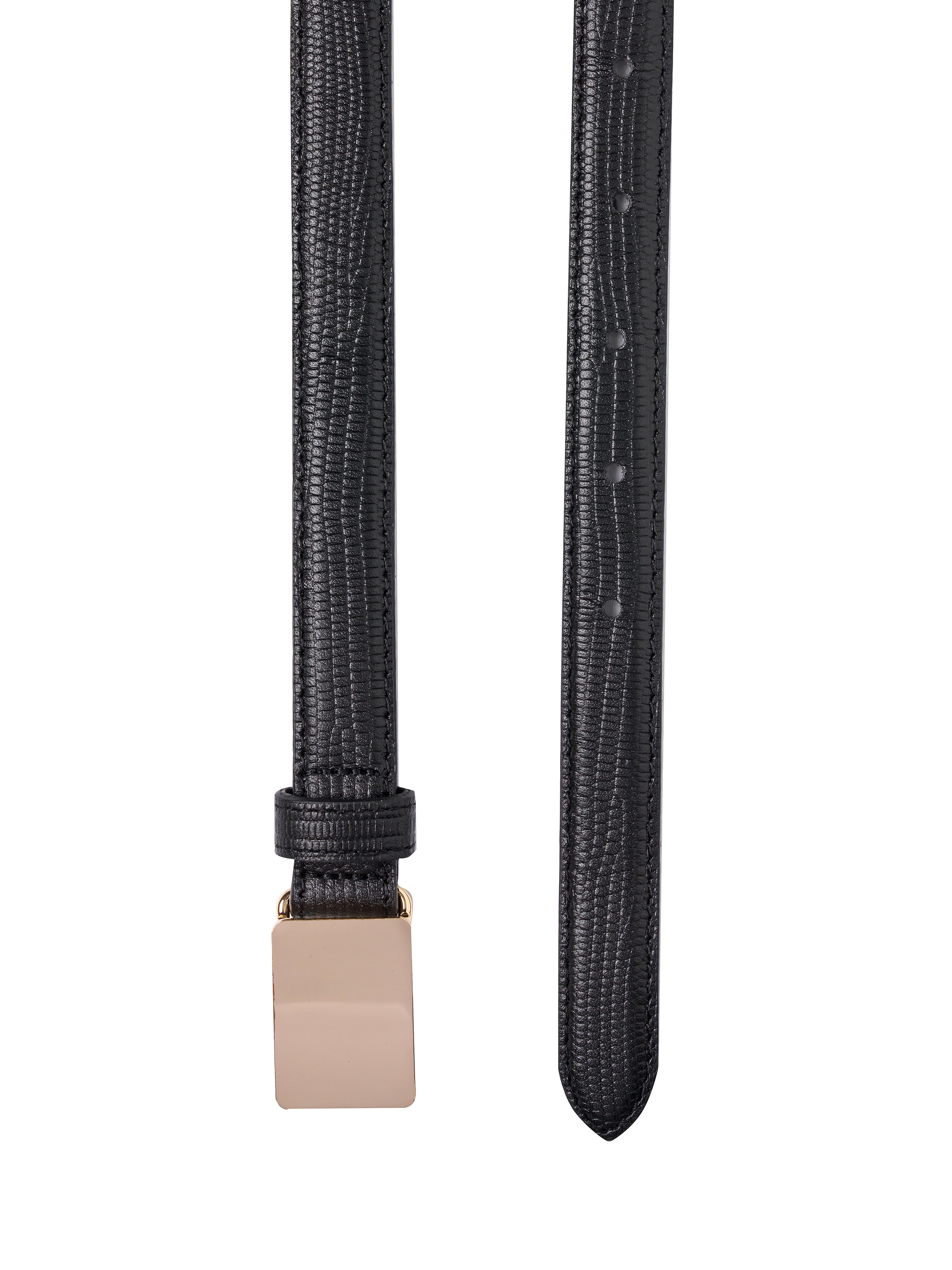 Magda Leather Plate Belt Black Croc/Gold