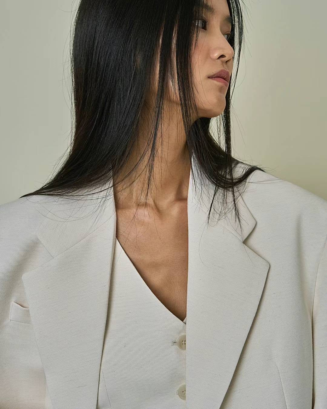 Valentina Longline Blazer Cream