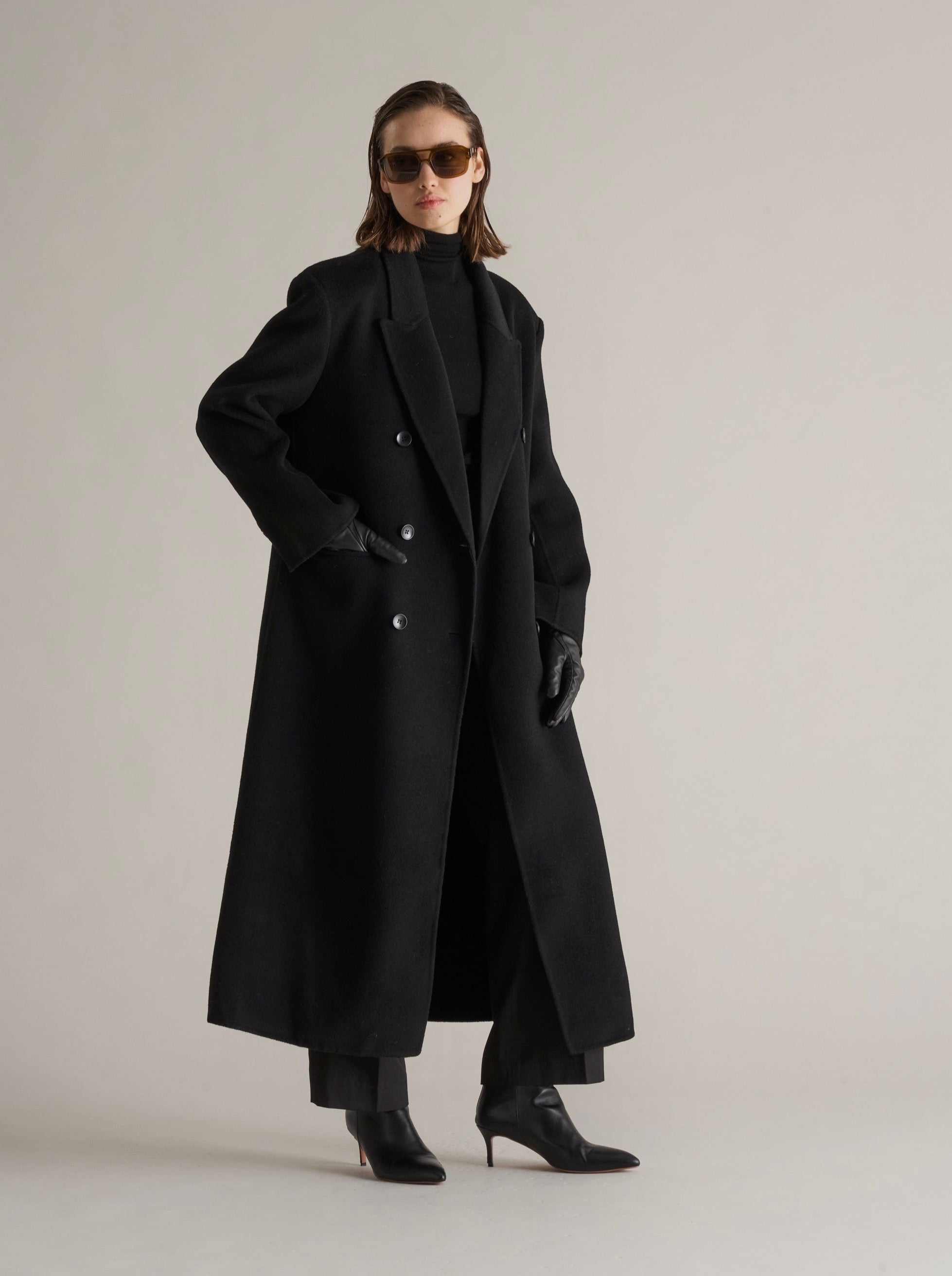 Claye Doublé Boyfriend Coat Onyx