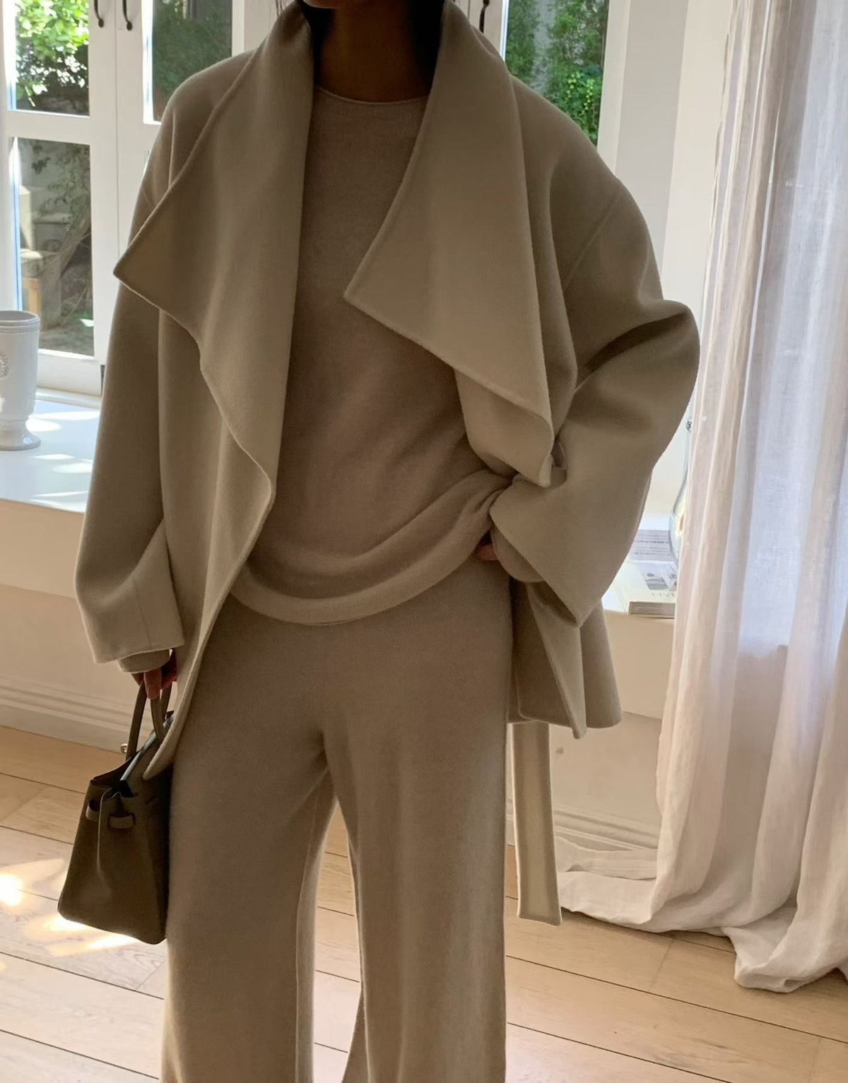 Leesa Cashmere Blend Wrap Jacket Chantilly