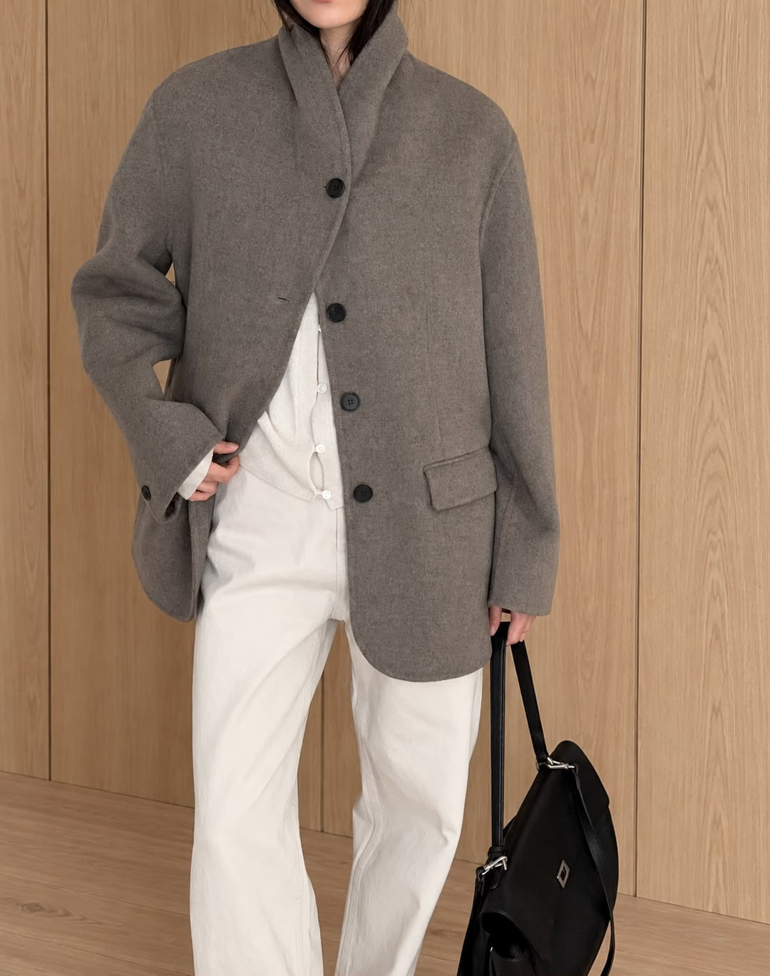 Marni Funnel Neck Jacket Taupe Melange