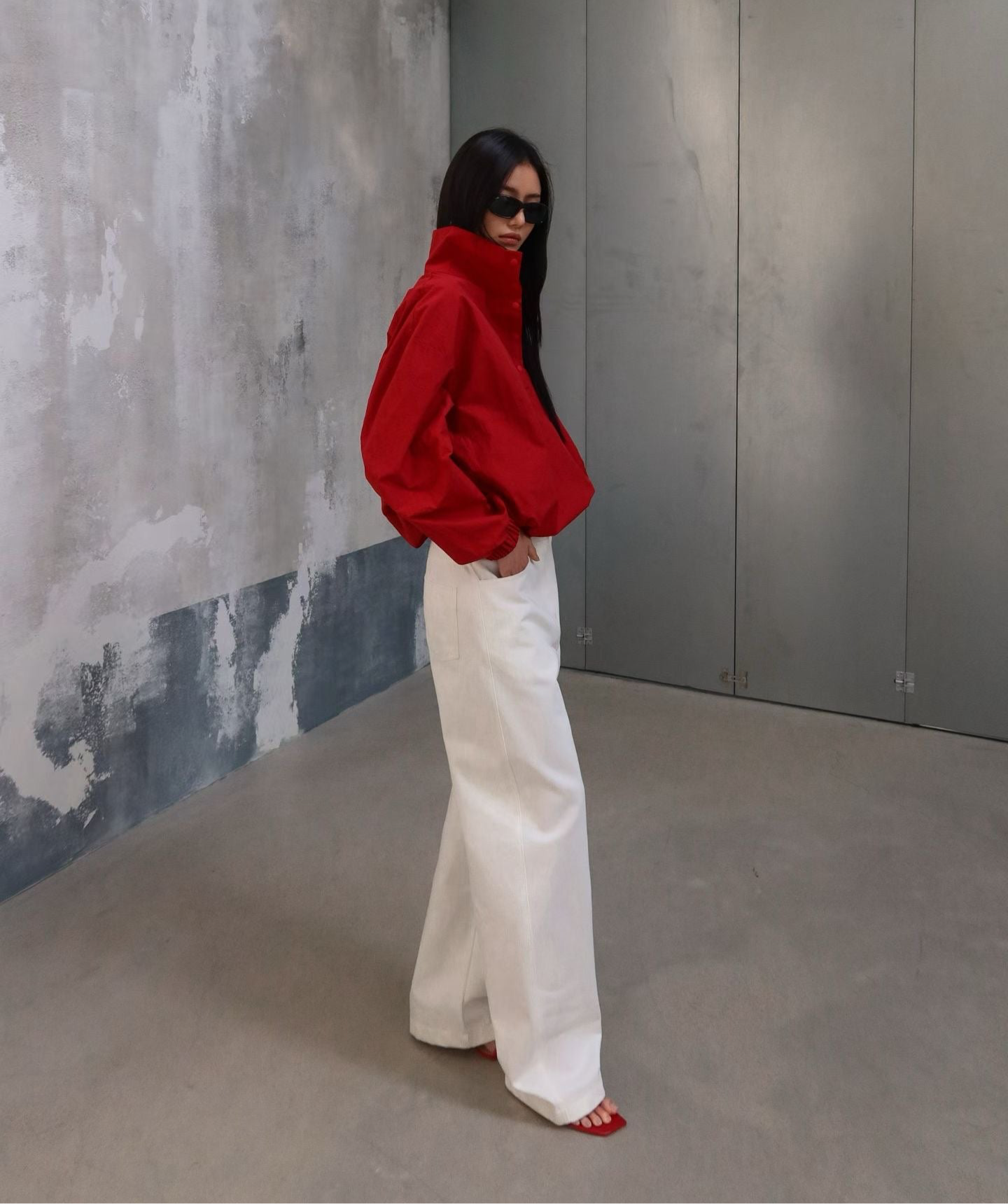 Flore Technical Windbreaker Red