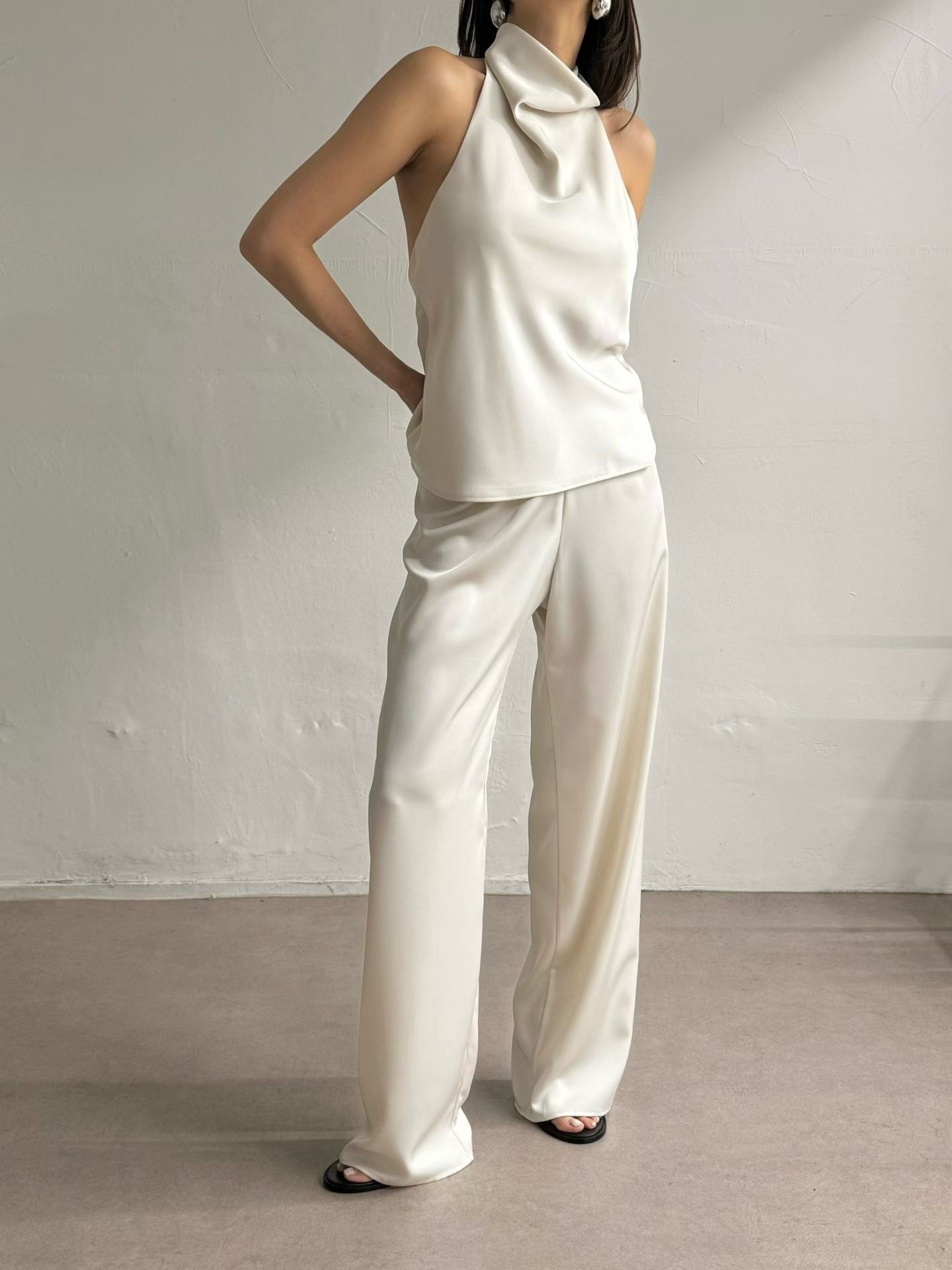 Zax Silky Straight Leg Pants Pearl