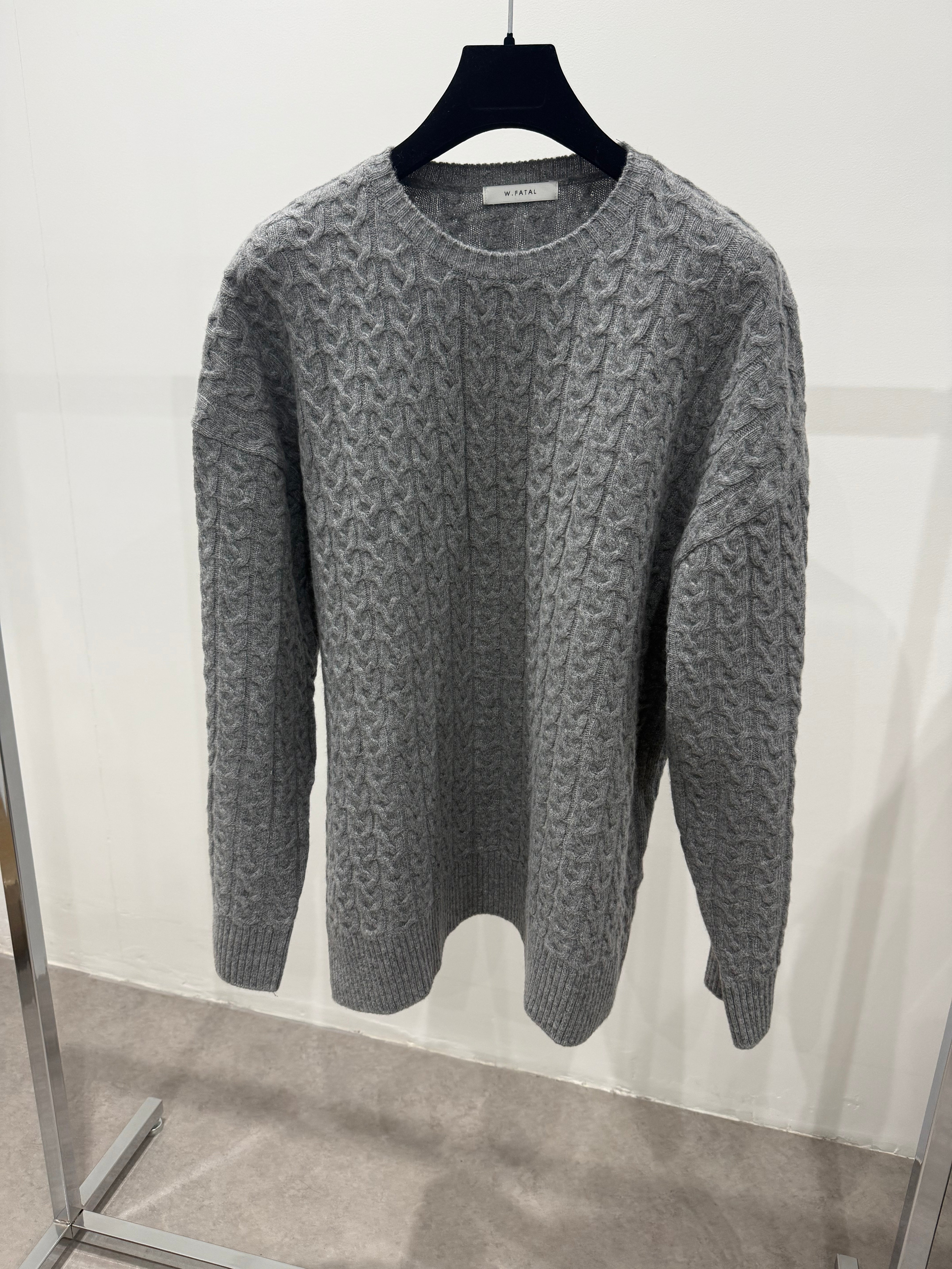 Cable Knit Wool Knit Grey