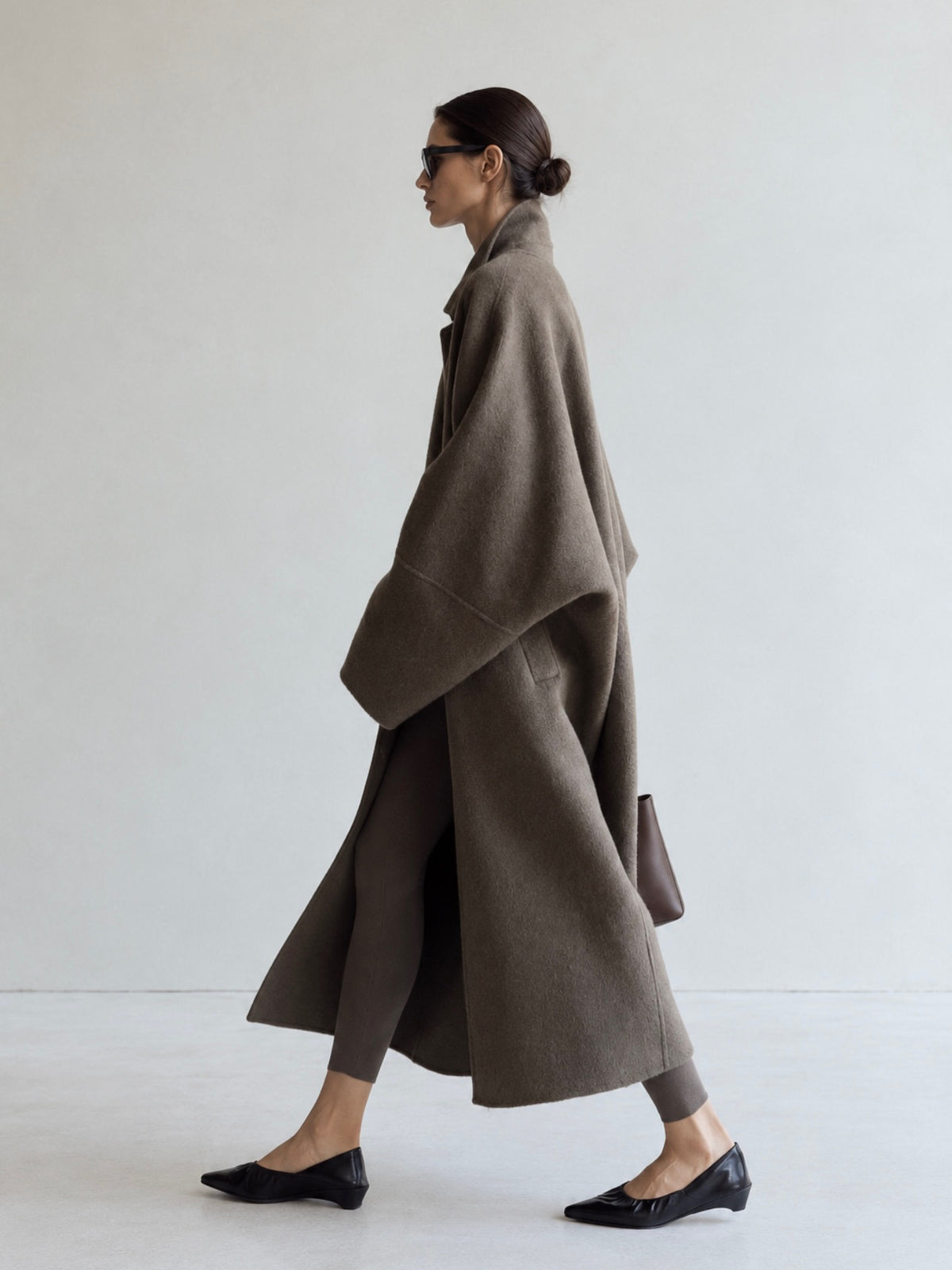 Neve Single Breasted Wool Coat Taupe