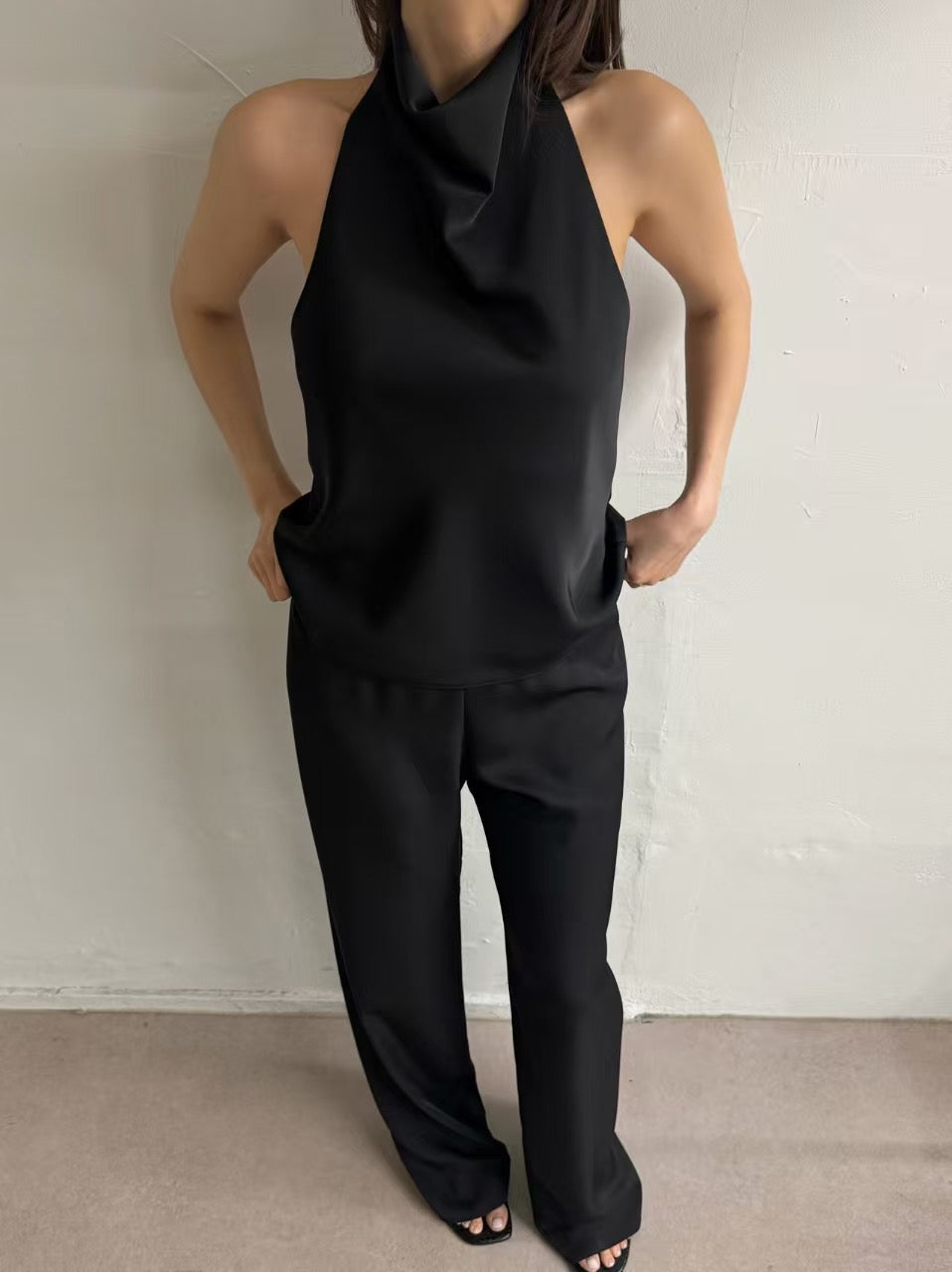 Zax Silky Straight Leg Pants Onyx