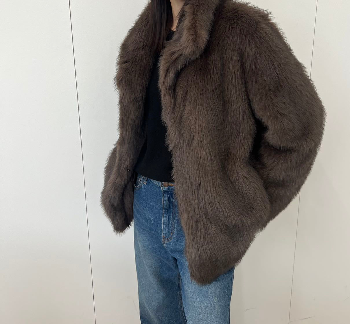 Kera Faux Fur Jacket Chocolate