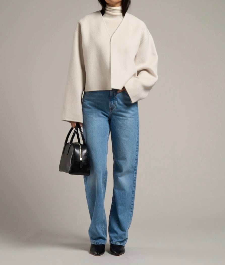 Lana Cropped Wool Jacket Bone