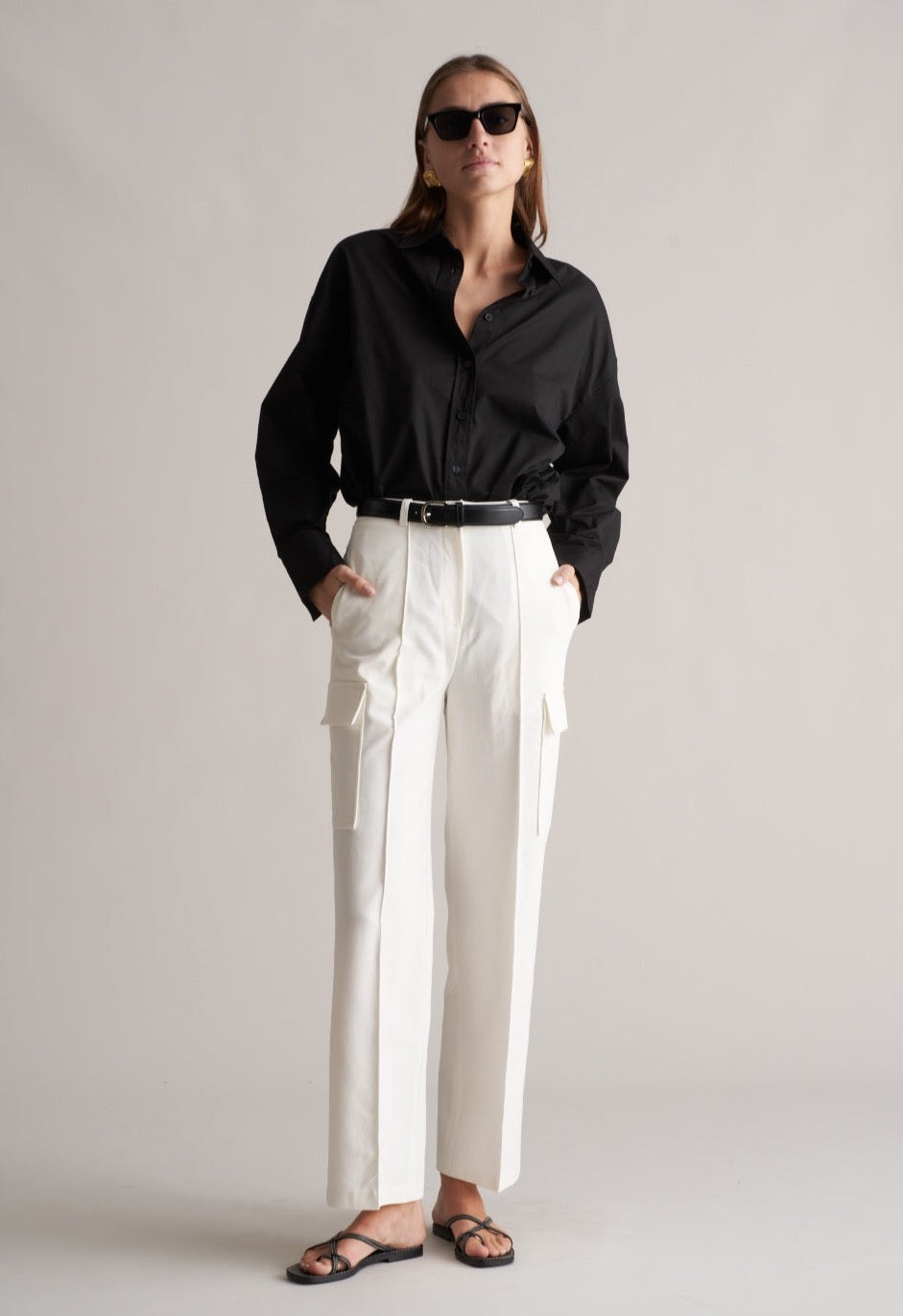 Fina Cargo Trousers Optic White