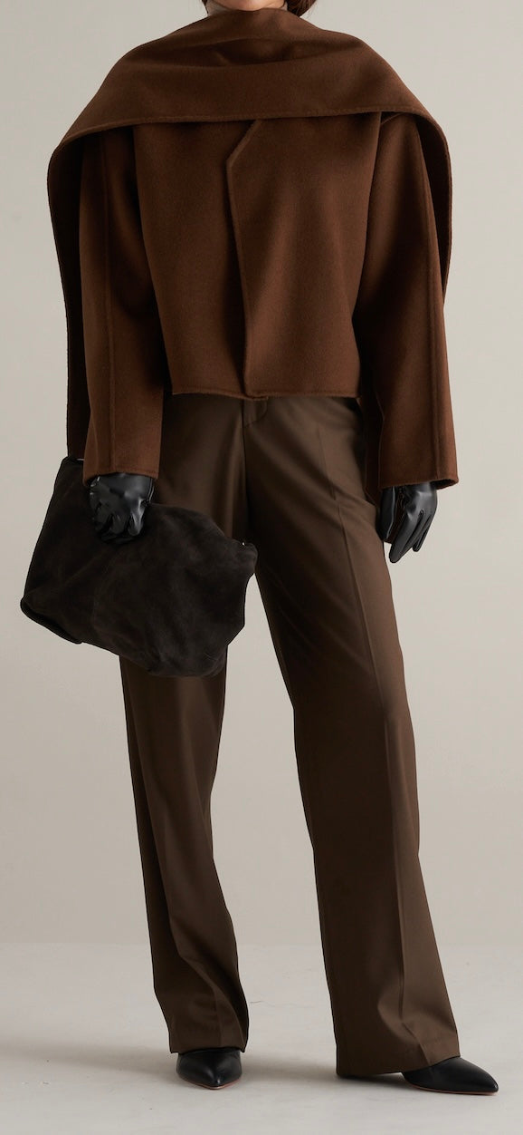 Kenza Wool Silk Trousers Coffee