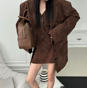 Chocolate brown suede mini skirt outlet