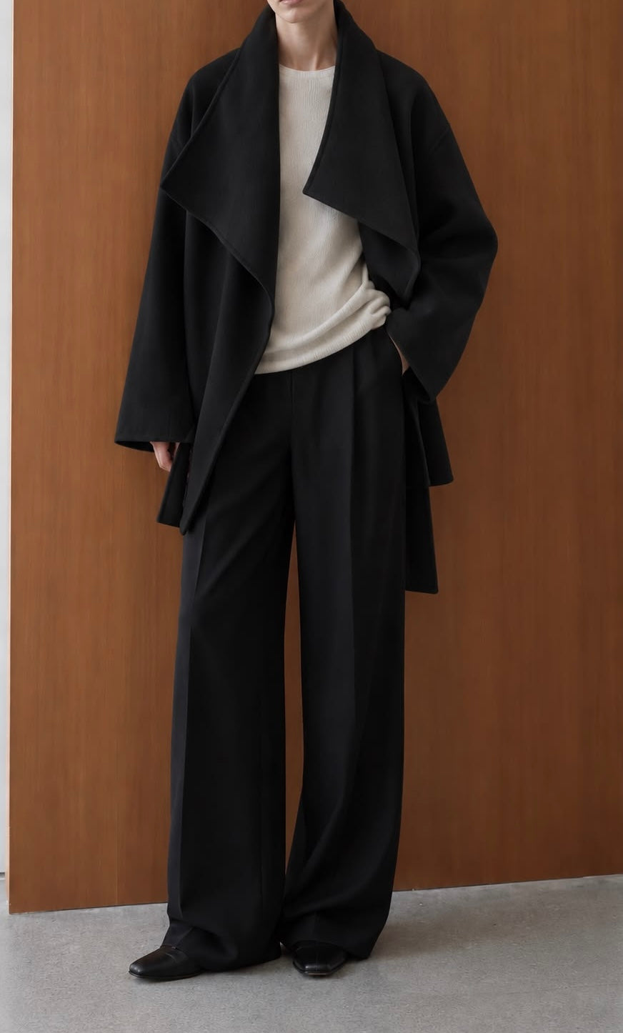 Leesa Cashmere Blend Wrap Jacket Onyx
