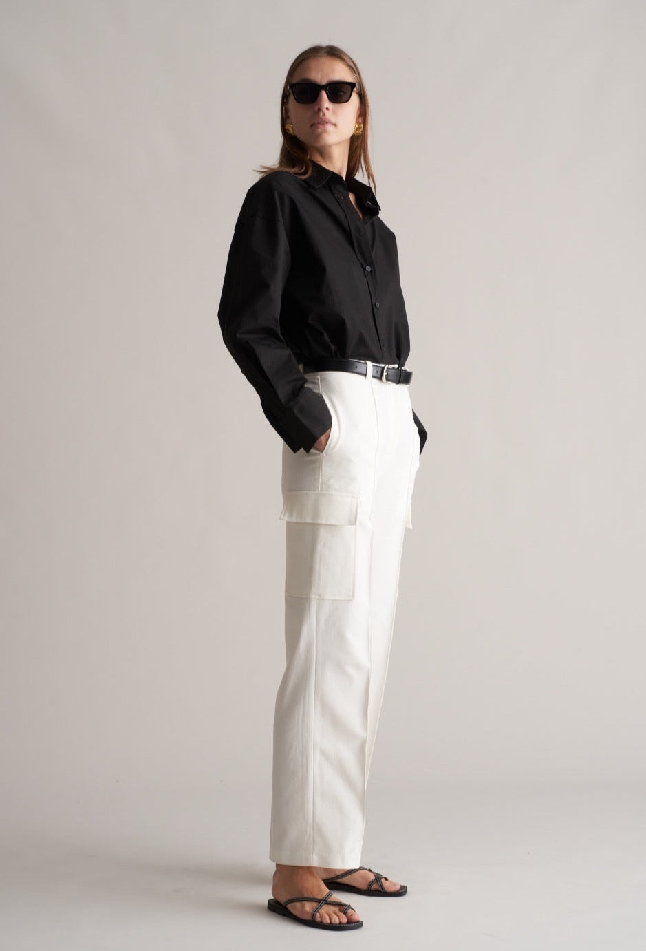 Fina Cargo Trousers Optic White