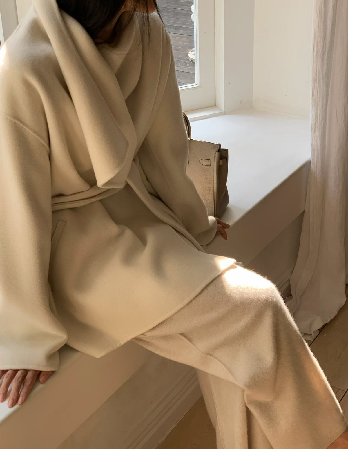 Leesa Cashmere Blend Wrap Jacket Chantilly